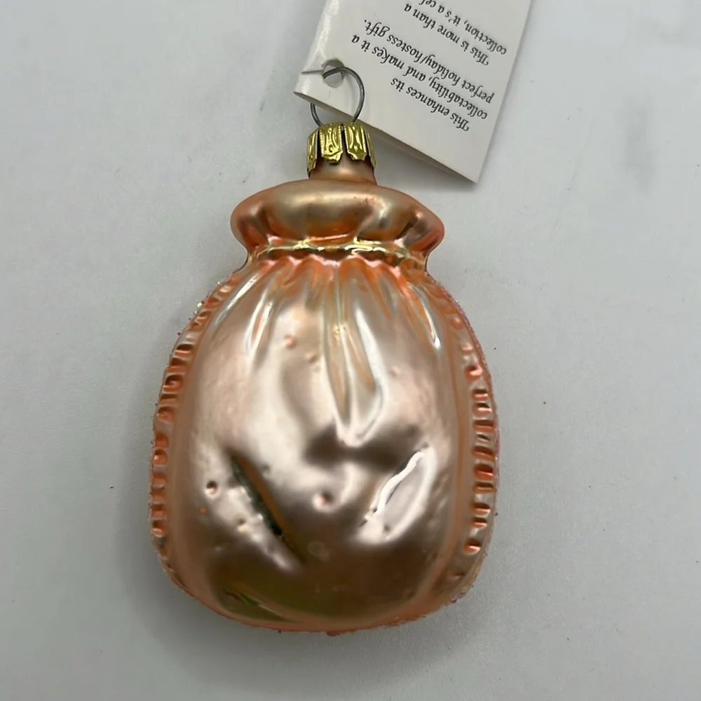 Rare Christopher Radko Glass Ornament Collectible Pompadour Purse Bag Flowers